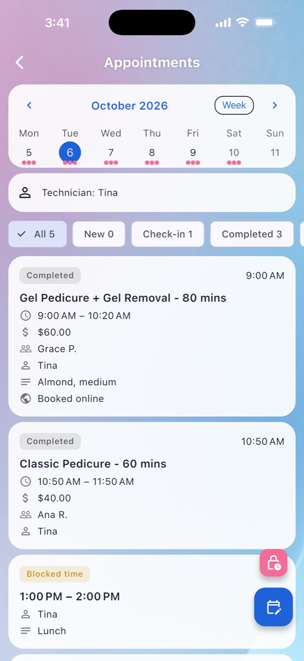 MniaPOS Hub: Appointments