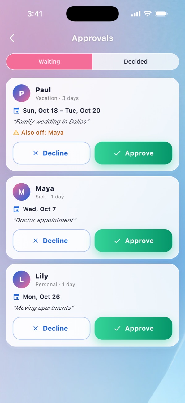 MniaPOS Hub: Approvals