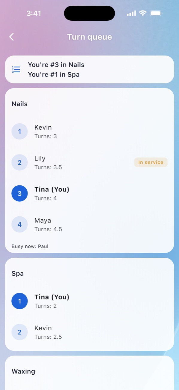 MniaPOS Hub: Turn queue